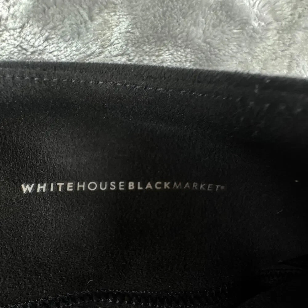 White House Black Market Runway Leggings Size 8L Black Faux Suede Studded Tall